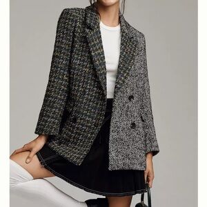 Driftwood Anthropologie Relaxed Plaid Blazer, Size Small